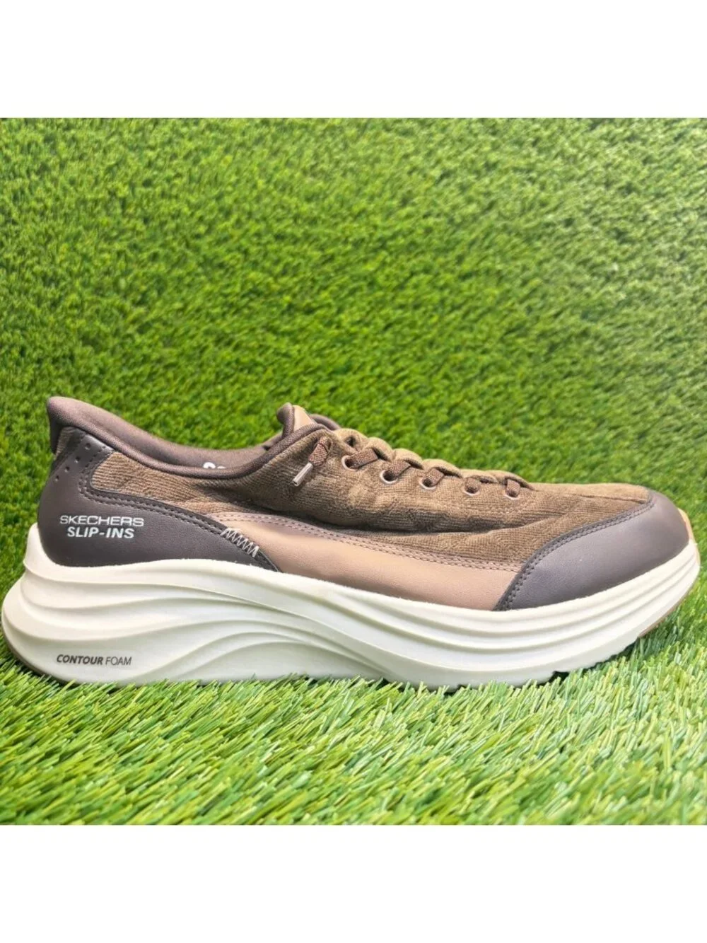 Skechers Contour Foam-Cozy Fit Mens Size 10.5 Brown Athletic Shoes Sneakers